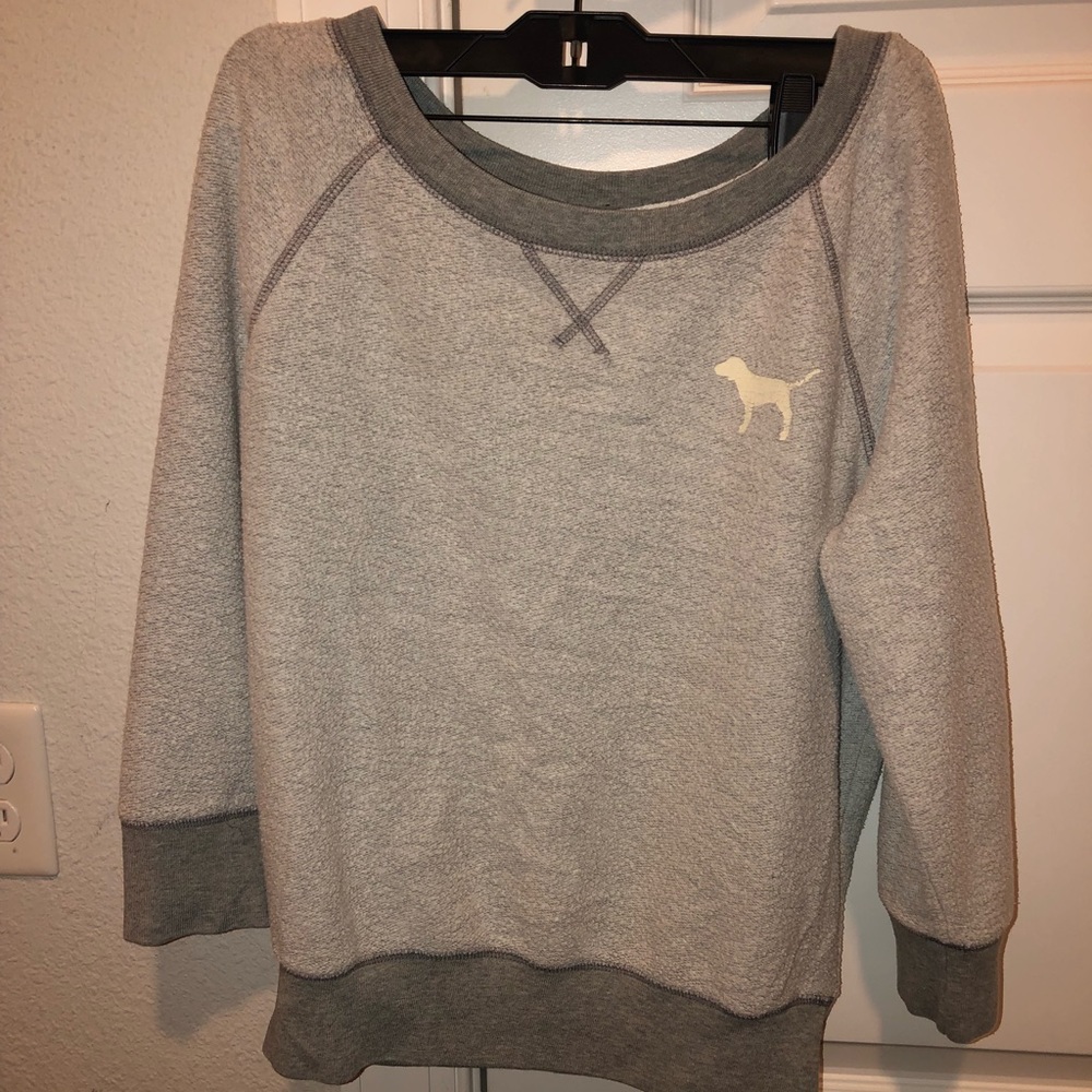 love pink cropped sleeves pullover